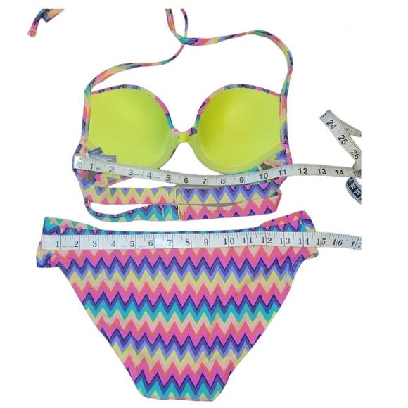 NWOT Aerie 2 Piece Bikini Brooke Swim Halter Top 32B Swim Bottoms L - Picture 7 of 9